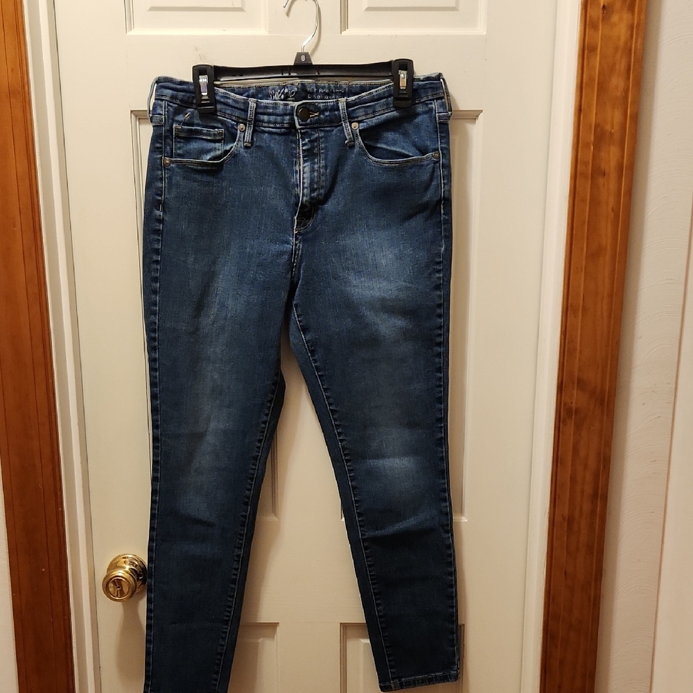 Mossimo Supply Co. Dark High Rise Blue Skinny Jeans 14R